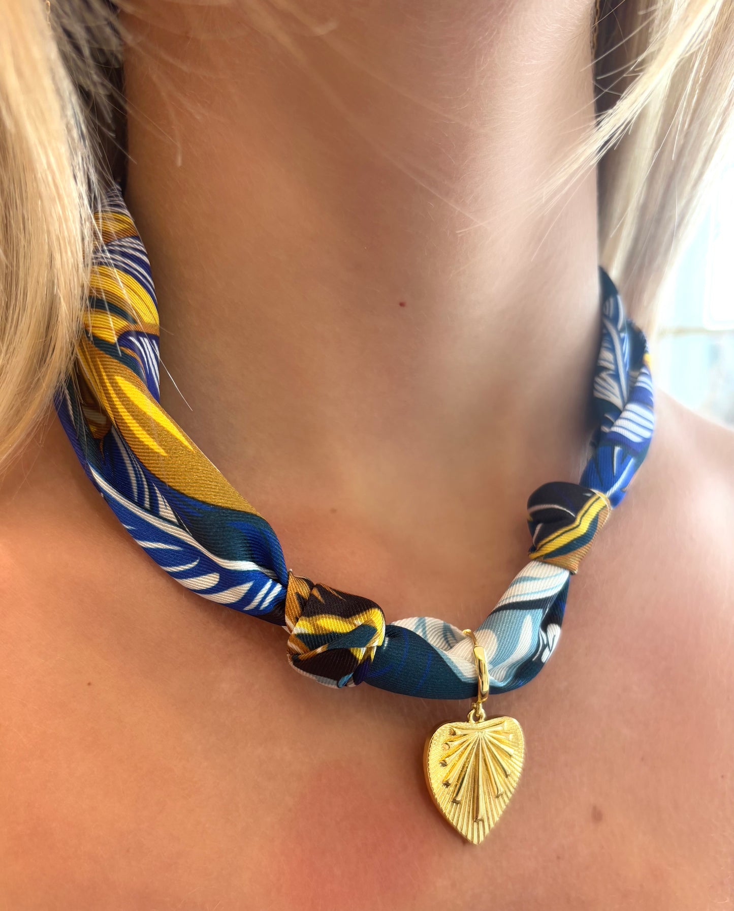 Indigo scarf necklace