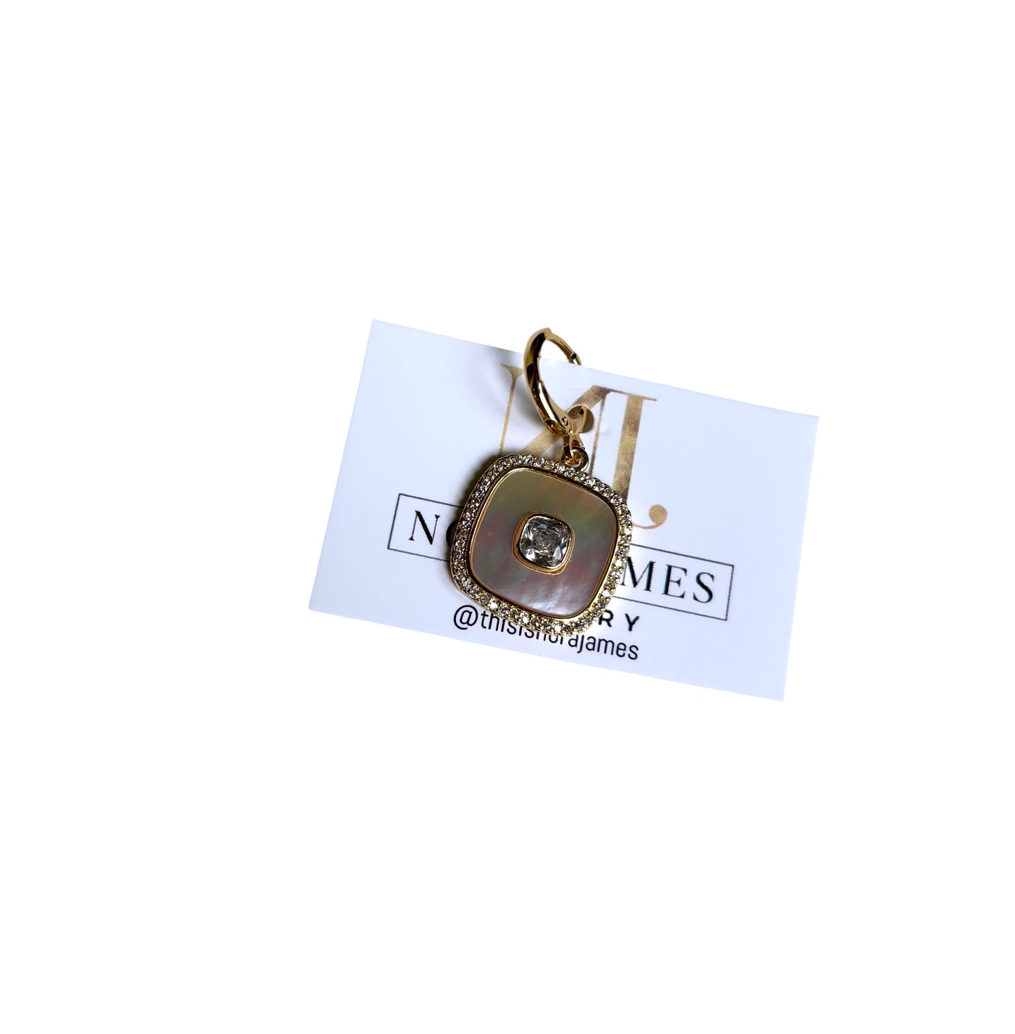 Square mother of pearl charm