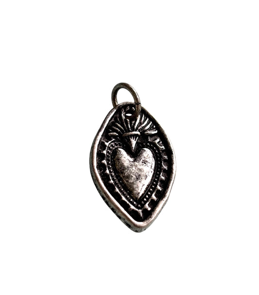 Sacred heart charm silver