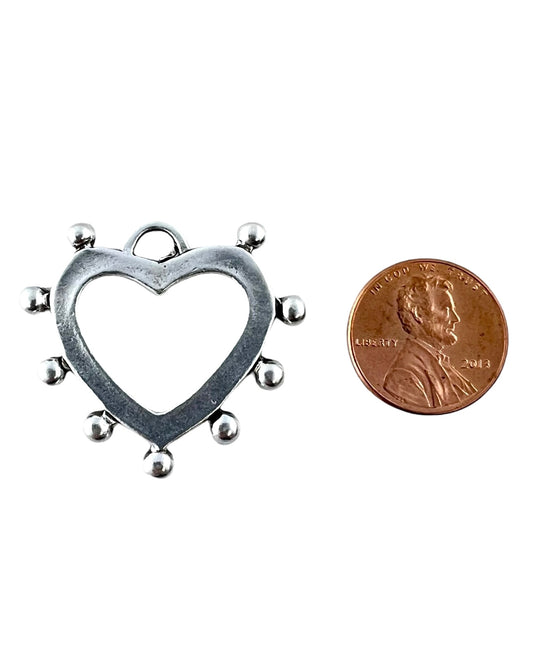 Dotted open heart charm
