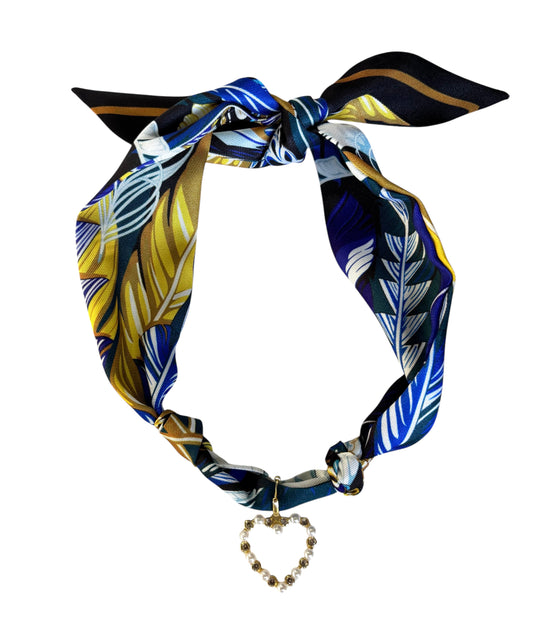 Indigo scarf necklace