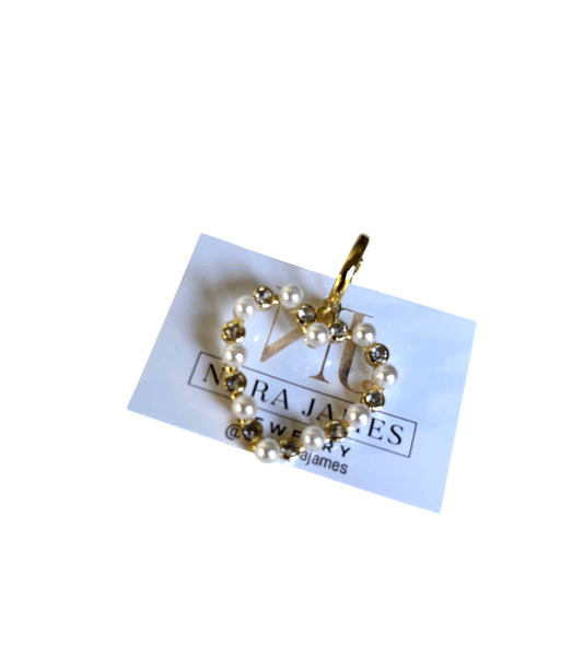 Open pearl heart charm