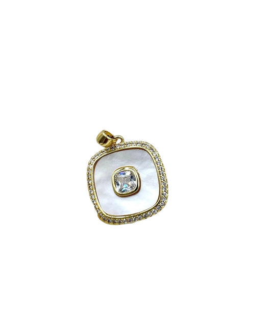 Square mother of pearl charm