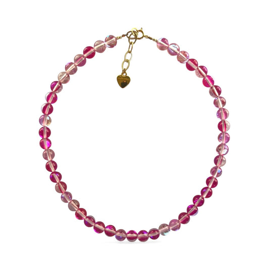 Raspberry Aura Quartz Necklace