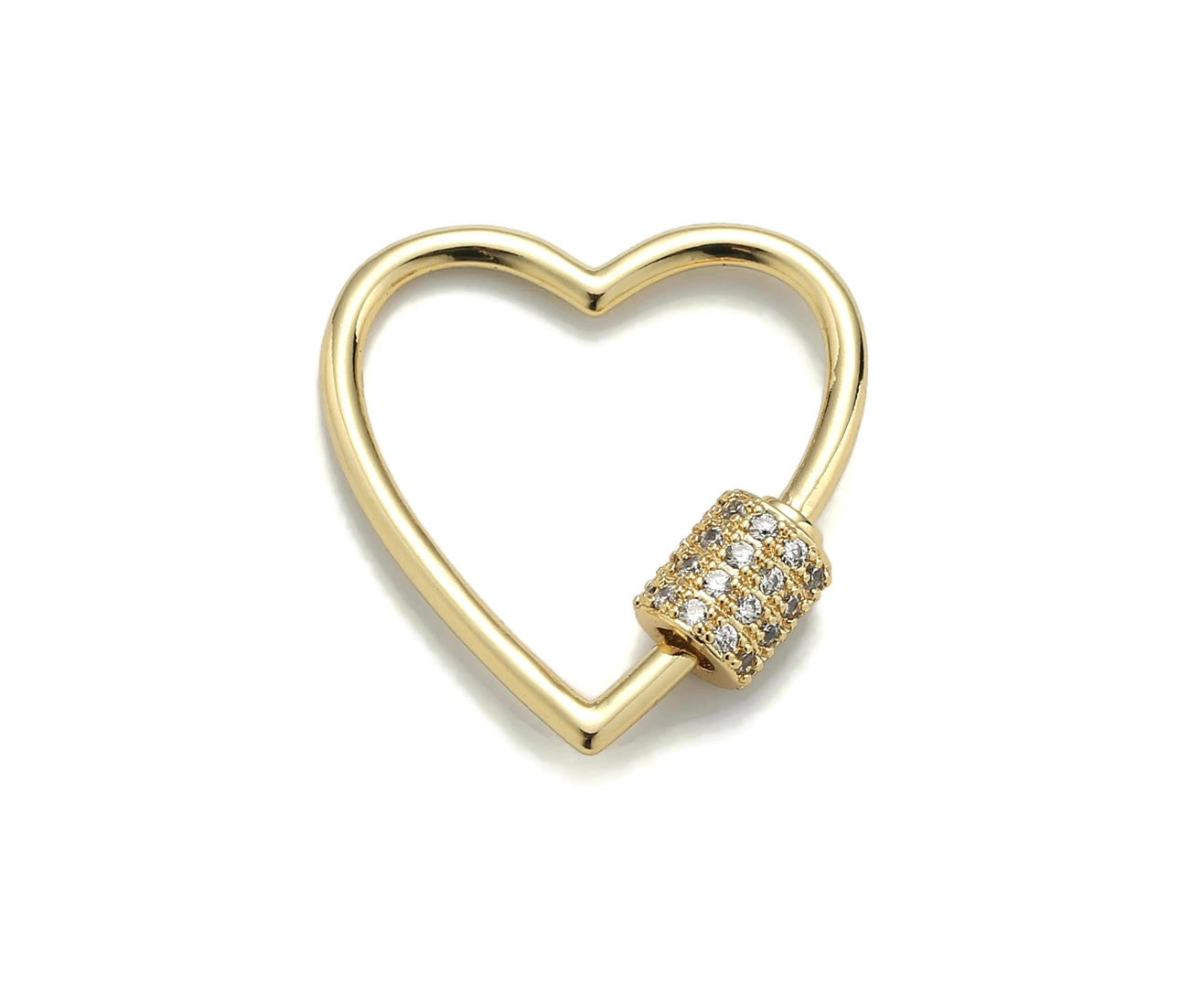 Gold heart carabiner with pave