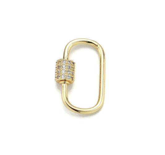 Gold oval carabiner with pave