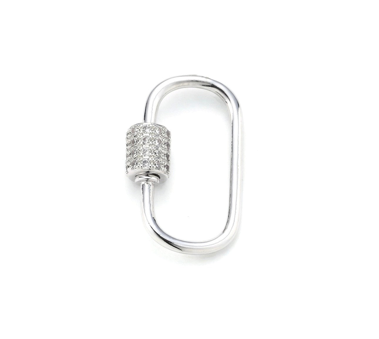 Silver oval carabiner with pave