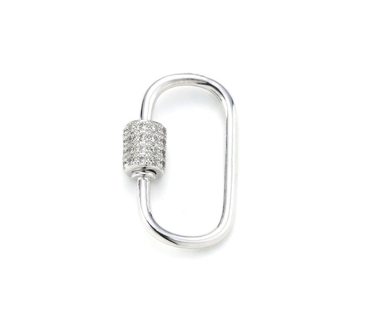 Silver oval carabiner with pave