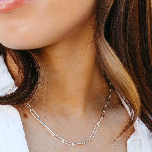 Silver paperclip chain